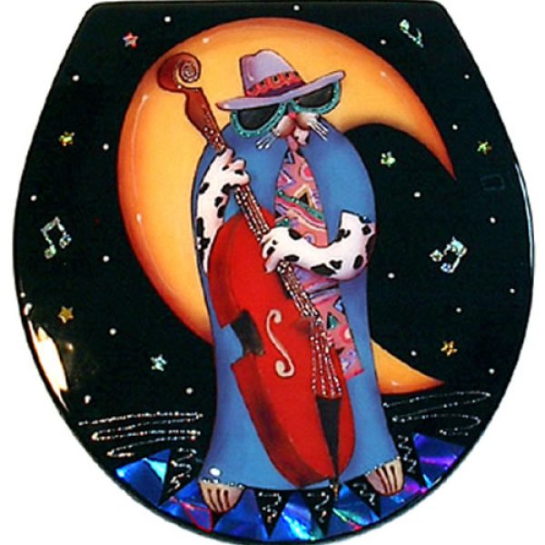 Cat with Bass Toilet Seat - Elongated (Free Shipping Today!)