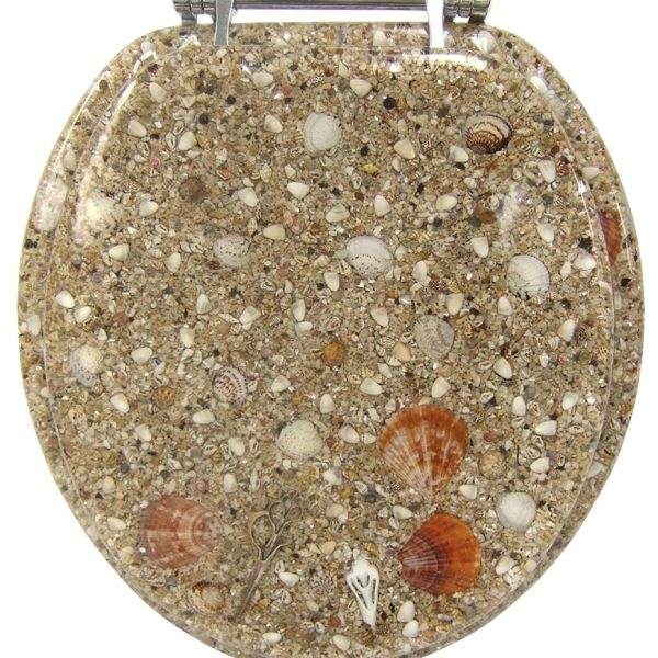 Ginsey Elongated Resin Toilet Seat with Chrome Hinges, Sea Isle (Standard/Elongated)