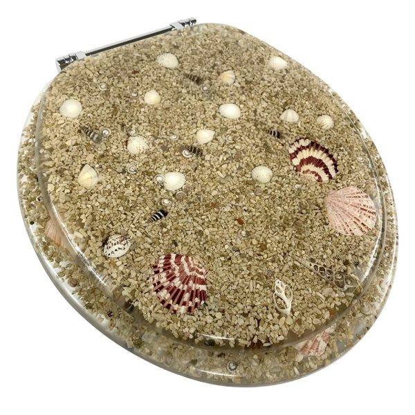 Ginsey Elongated Resin Toilet Seat with Chrome Hinges, Sea Isle (Standard/Elongated)